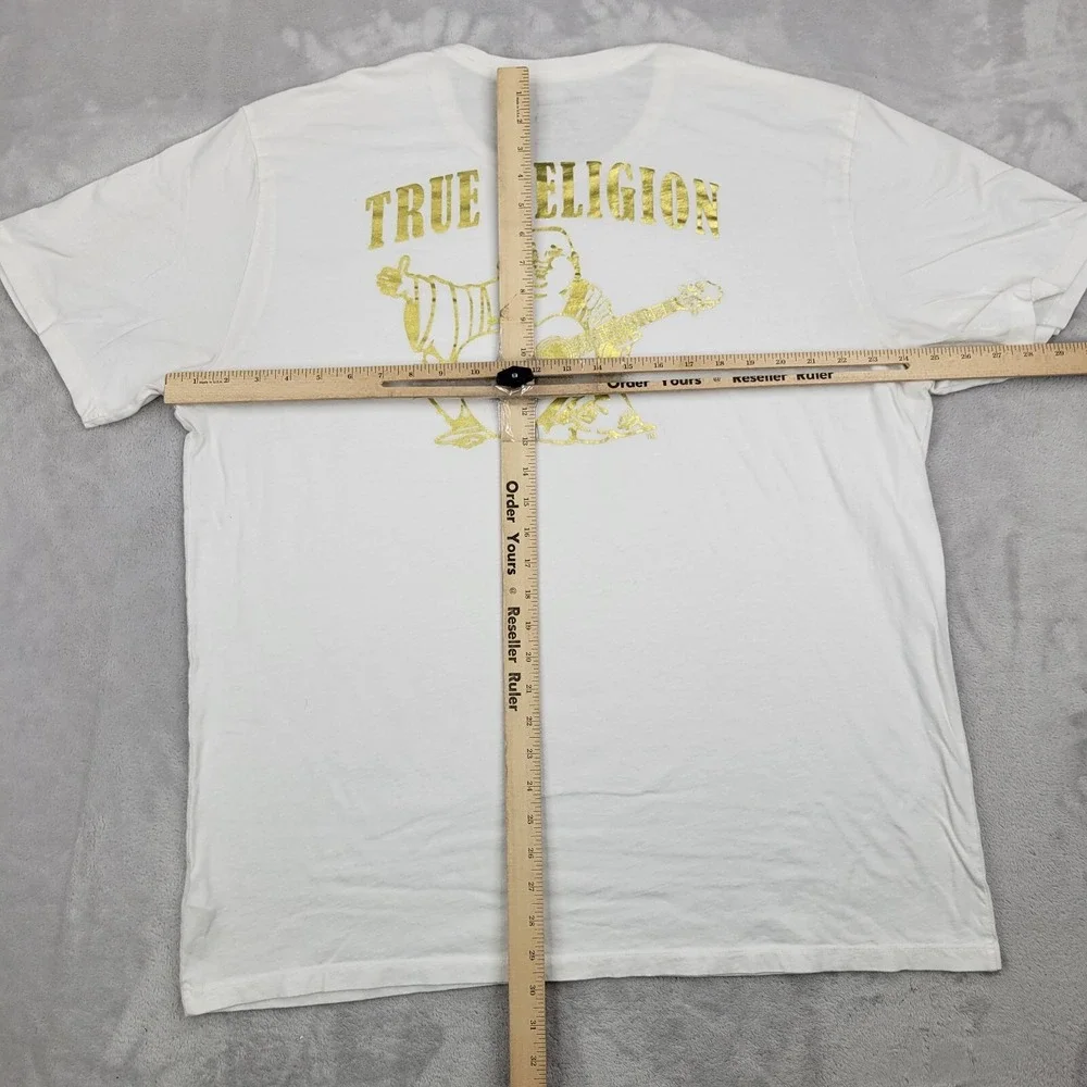 True Religion Shirt Mens XXXL‎ Basic Biker Buddha Guitar Two Sided Adult 3XL*